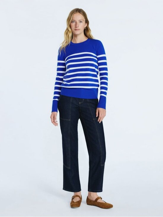 Free Assembly Sweaters - Free assembly nautical stripe women's crew neck sweater